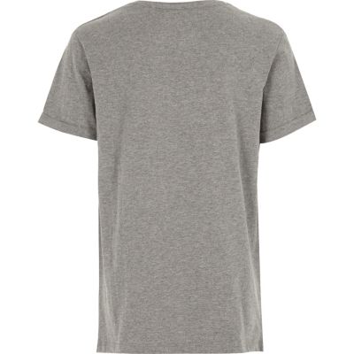 Boys grey ribbed panel t-shirt
